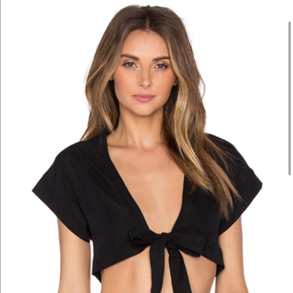 Are You Am I Black Lula Tie Top XS